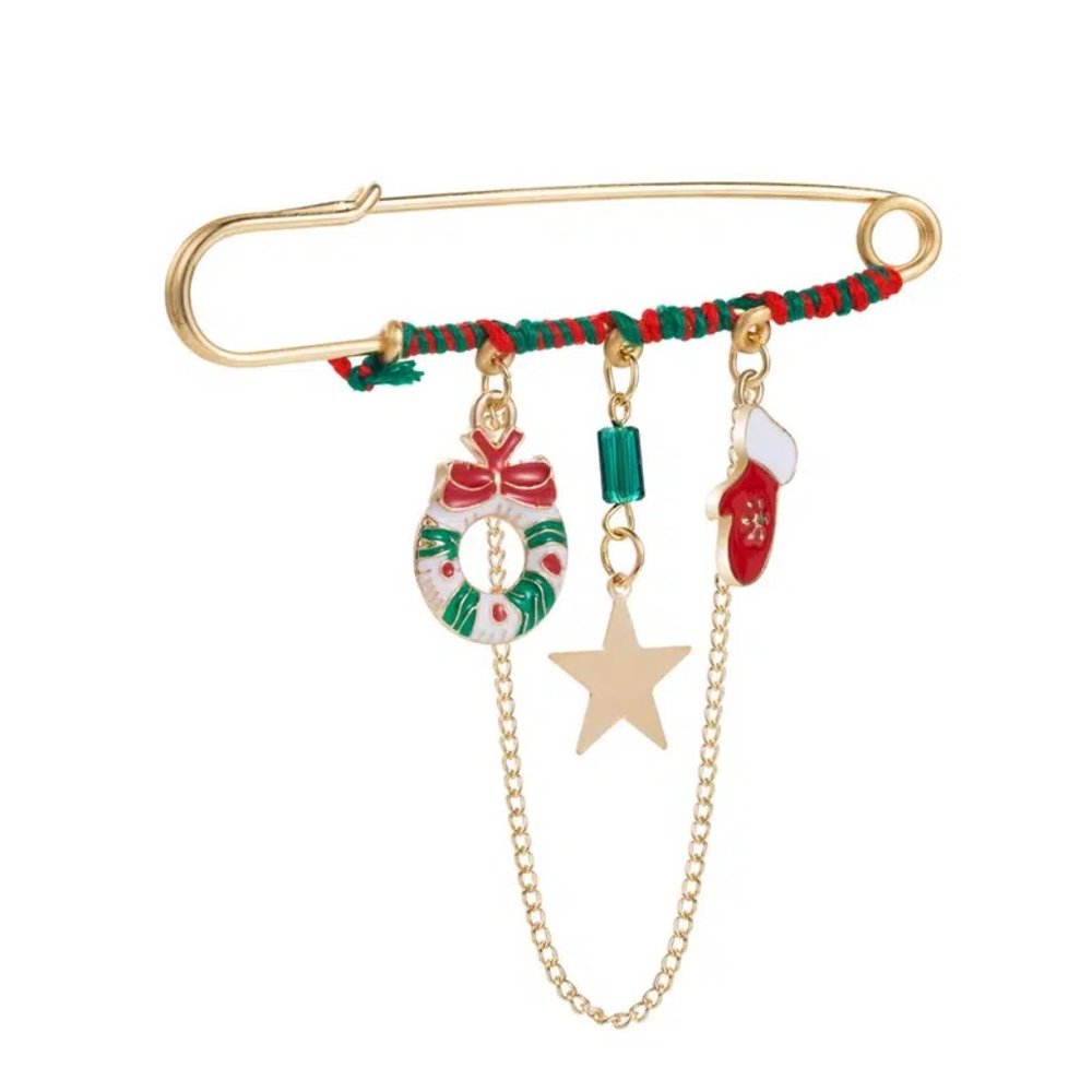 Christmas Charms Chain Kilt Collar Pin